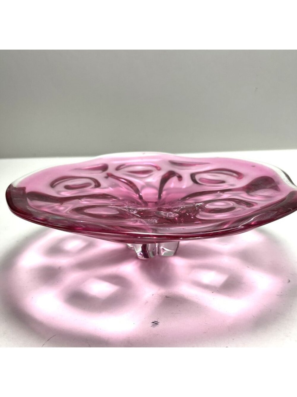 Vintage Pink Pedestal Decorator Bowl Display Dish Fruit Bowl 12" Diameter